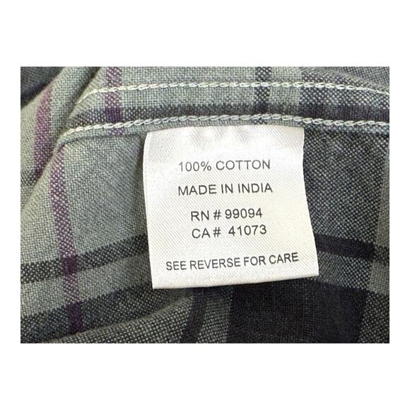 Fourstar Flannel Shirt Mens Medium Gray Purple Plaid Street Pirate Skate - Picture 16 of 16